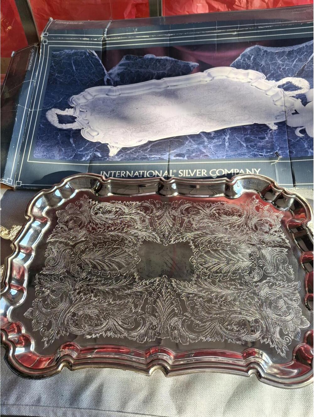 Vintage International Silver Company Ornate Serving Tray